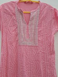 Pink Embroidered Kurta