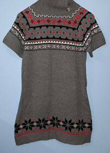 Grey Fair Isle Knit Dress For Winter