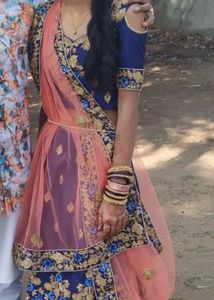 Blue Lehenga Choli With Golden Embroidery