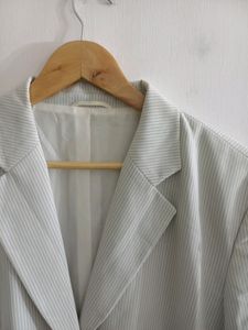 Korean Off White Grey Stripped Blazer