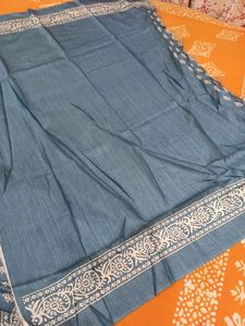 Pure Silk Look Discharge Print Saree With Bp