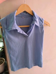 Blue Collar Fitted Top