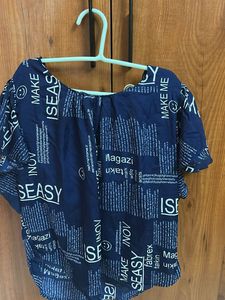 One Time Worn Newspaper Print Trendy Top