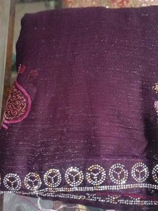 Elegant Purple Embellished Saree