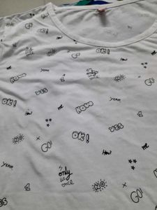 White Graphic Print Tee