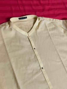 J.Junaid Jumshed Men Regular Yellow Cotton Kurta