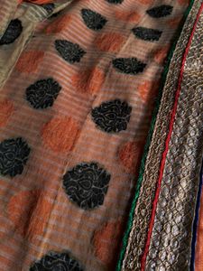 Orange Embellished Saree