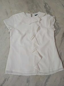 Women Mast & Harbour White Ruffle Top