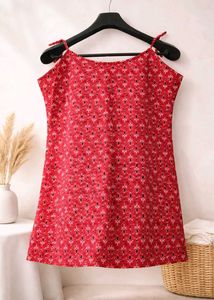 Red Printed Sleeveless kurti