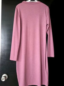 Mauve Ribbed Long Sleeve Dress