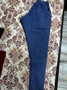 Blue Denim Straight Leg Pants