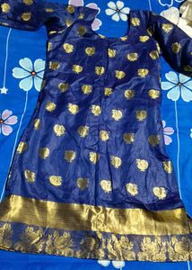 [L] Blue Gold Print Kurta Set