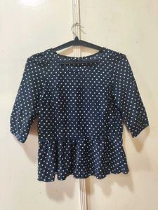 Polka Dot Peplum Top