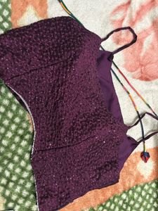 Elegant Purple Sequin Blouse