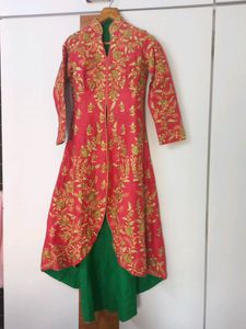 Red Embroidered Anarkali Dress