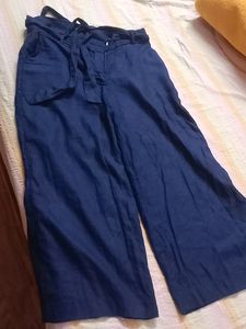 Blue Culottes with Tie Waist