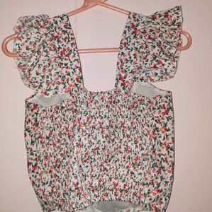 Floral Flutter Sleeve Top