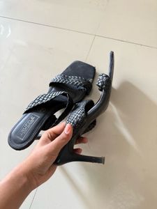Truffle Collection Black Woven Heels - Size 9