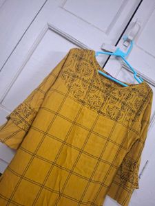 Mustard Yellow Printed Kurta