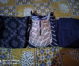 Blue Straight Kurti Pant Dupatta Set