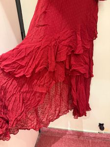 Ritu Kumar Red Ruffled Asymmetrical Dress