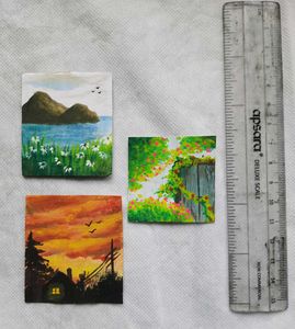 3 Mini Paintings Set For Decoration