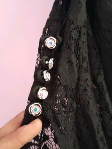 Black Additional  Long Cut Shoulder Kurti