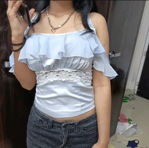 Ujin Lacey Blue Top