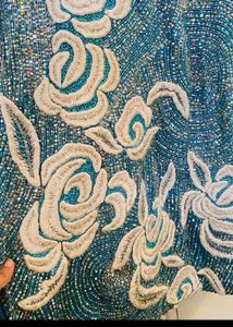 Embroidered Teal Dress Heavy Piece Looms Preety