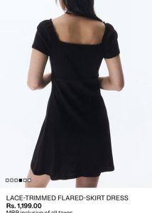 Lace Trimmed Flared Dress