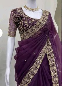 New Organza saree with designer blouse piece