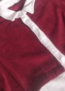 Women’s Two-Tone Collared Button-Down Tunic Top