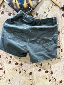 Striped Denim Shorts
