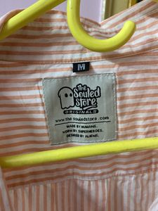 Peach Striped Boyfriend Fit Shirt