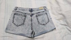 Acid Wash Mid Waist Denim Shorts
