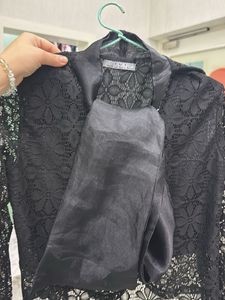 Lace Sleeve Black Blazer
