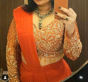 Elegant Ready to wear rust Orange Saree