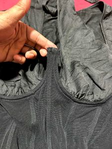 Black Cross-Halter Sheer Sleeve Bodysuit