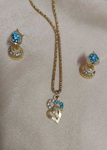 Gold-tone Heart Necklace & Earring Set