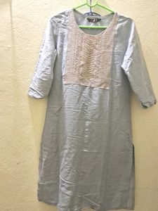 Grey Embroidered Kurti