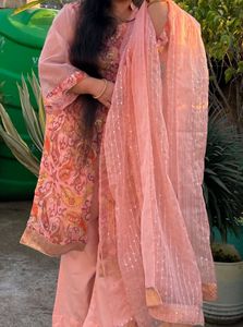 Pink Suit With Palazoo And Dupatta