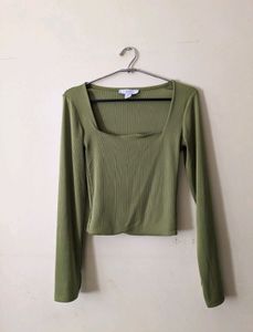 Olive Green Long Sleeve Top