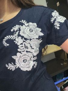 Flower Embroidery T Shirt