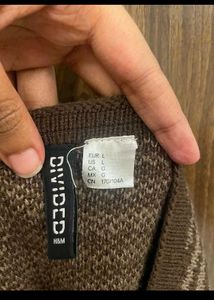 H&amp;M Brown Wave Knit Mini Dress
