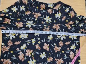 Black Flower Print Top