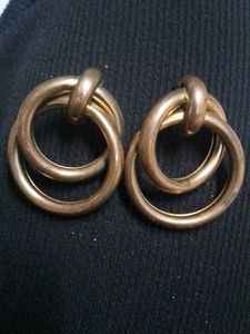 Gold Circle Drop Earrings