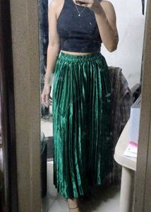 Emerald Green Pleated Skirt