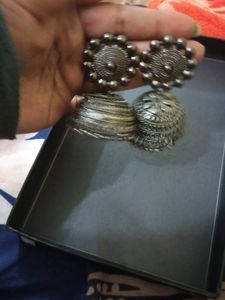 Oxidized Silver Jhumkaa