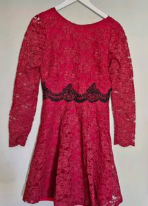 Maroon A-line Dress