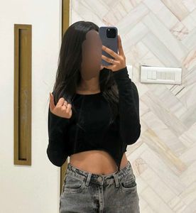 Ripped Crop Black Top